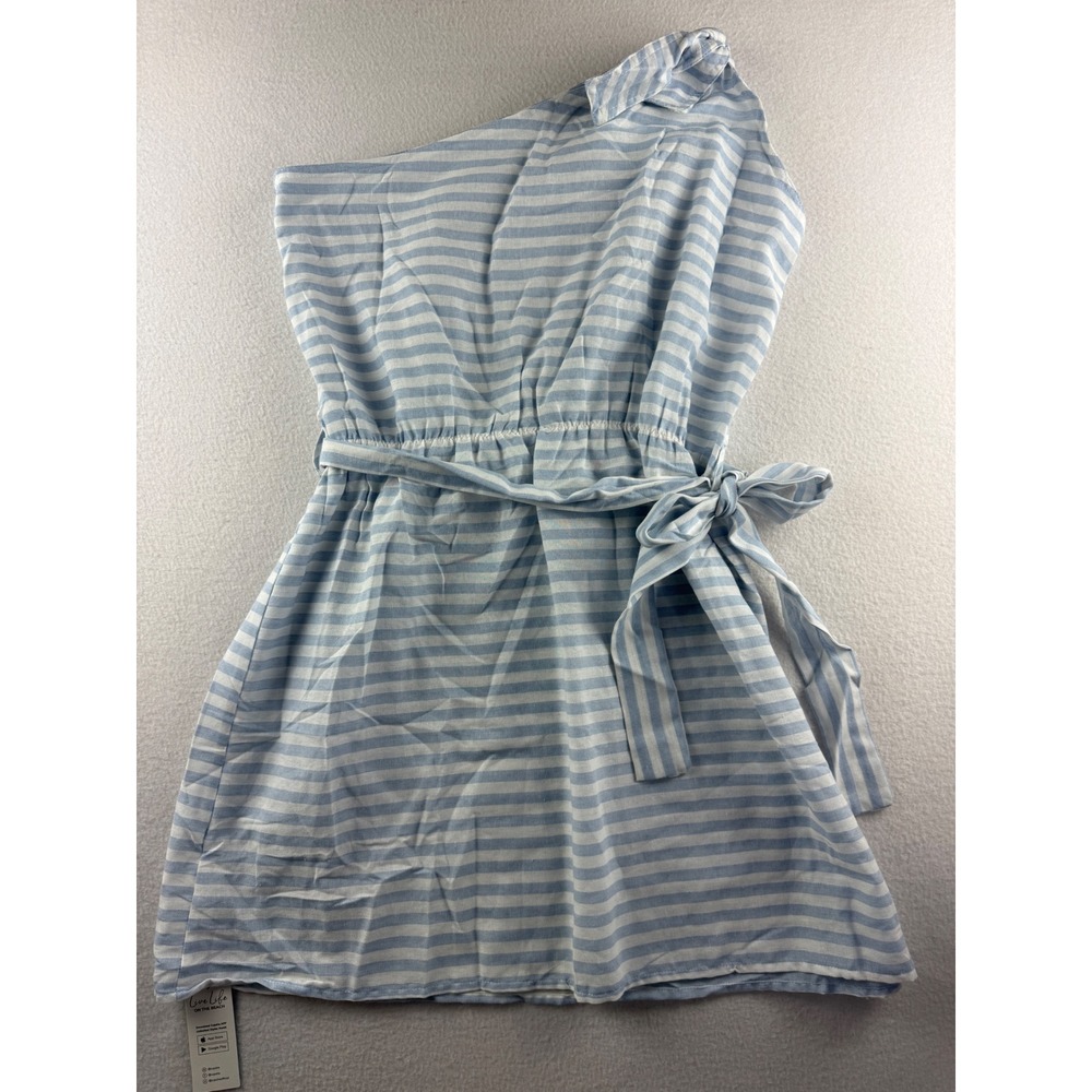 Cupshe Womens Blue White Striped One Shoulder Mini Dress CAA05A3C113CC XL NEW